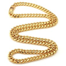 画像4: Miami Cuban Curb Chain Necklace 8mm Stainless Steel 14K Gold plating ネックレス マイアミ キューバン ゴールド リンク チェーン (4)