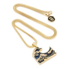 画像3: 14K Gold Plated Great Wave Necklace ネックレス ゴールド 64cm チェーン 波 ウェーブ 真鍮 葛飾 北斎 浮世絵 Ukiyoe Hokusai Katsushika ネックレス  (3)