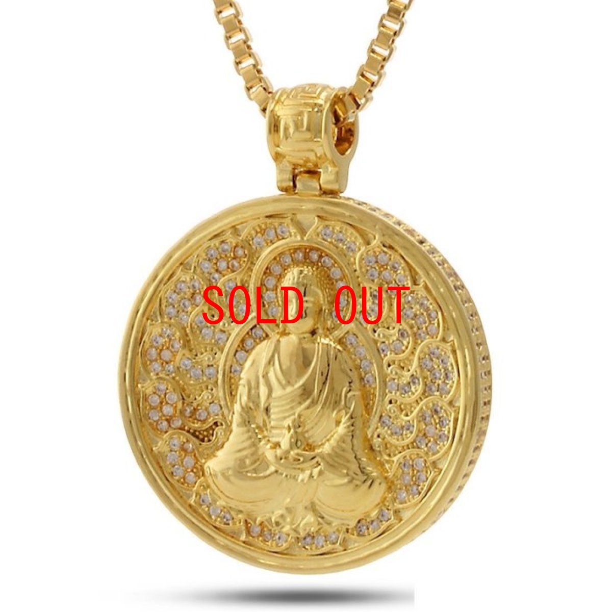 画像1: Buddhist Medallion Necklace 14K Gold ブッダ ネックレス (1)