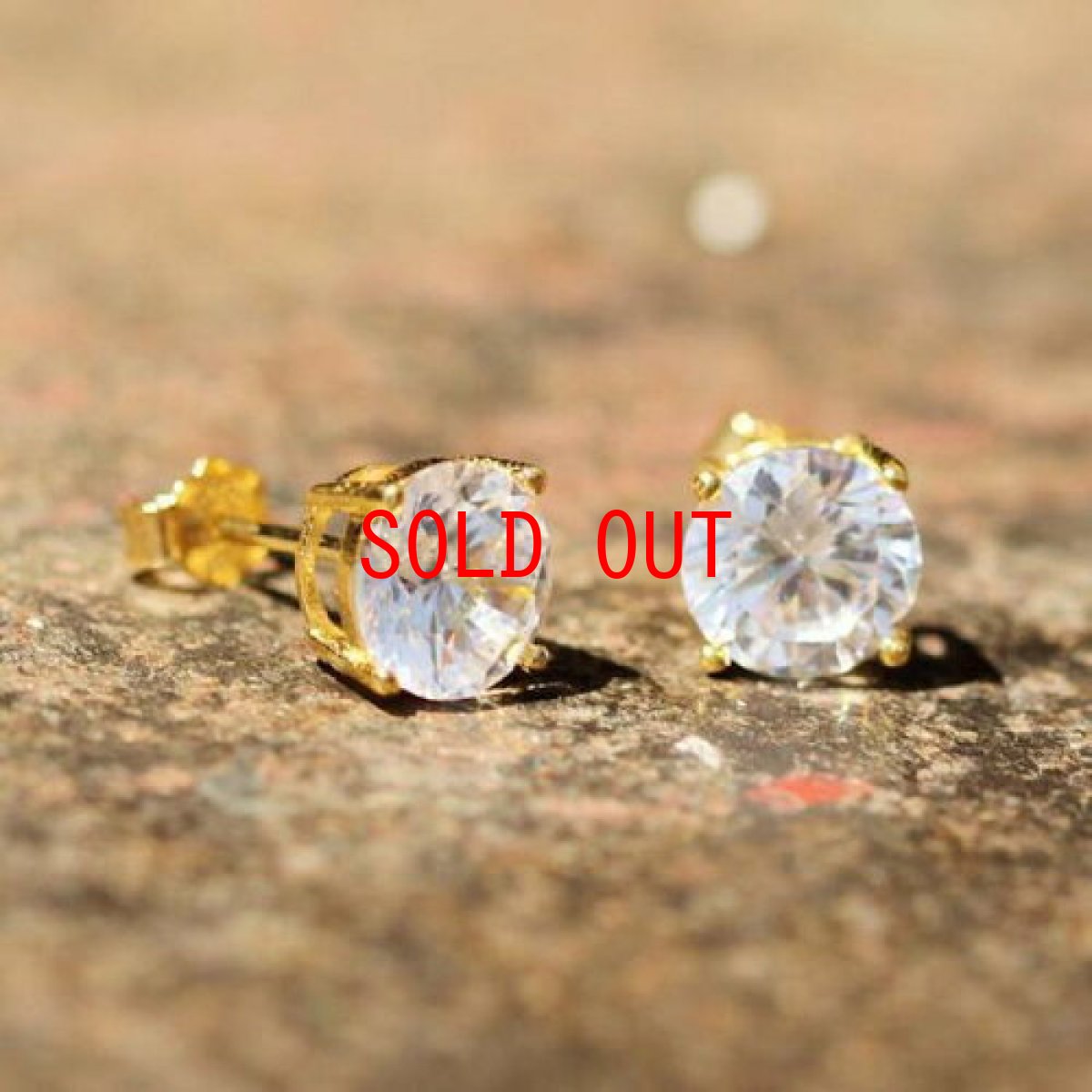 画像1: 925 Sterling Silver Round Stud Earrings Pearce Gold ゴールド VVS 4mm 5mm 6mm 7mm ピアス  (1)
