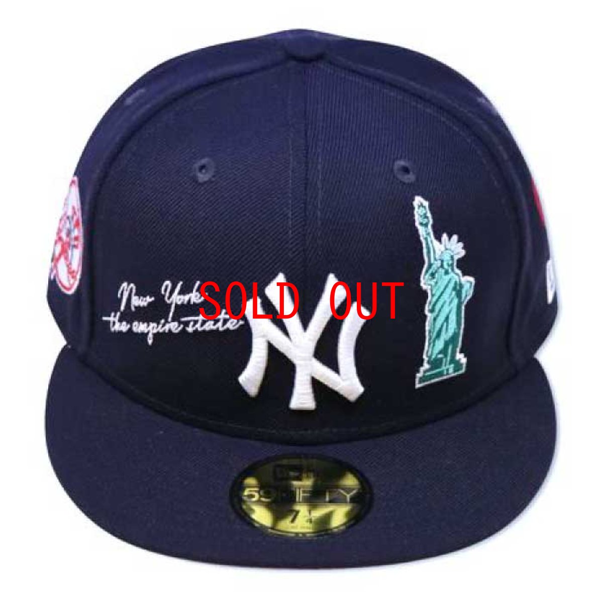 画像1: 59Fifty NewYork Yankees Cap Navy White ネイビー ホワイト ニューヨーク ヤンキース Liberty Logo 自由の女神 刺繍 デザイン キャップ 帽子 MLB 公式 Official 海外限定 (1)