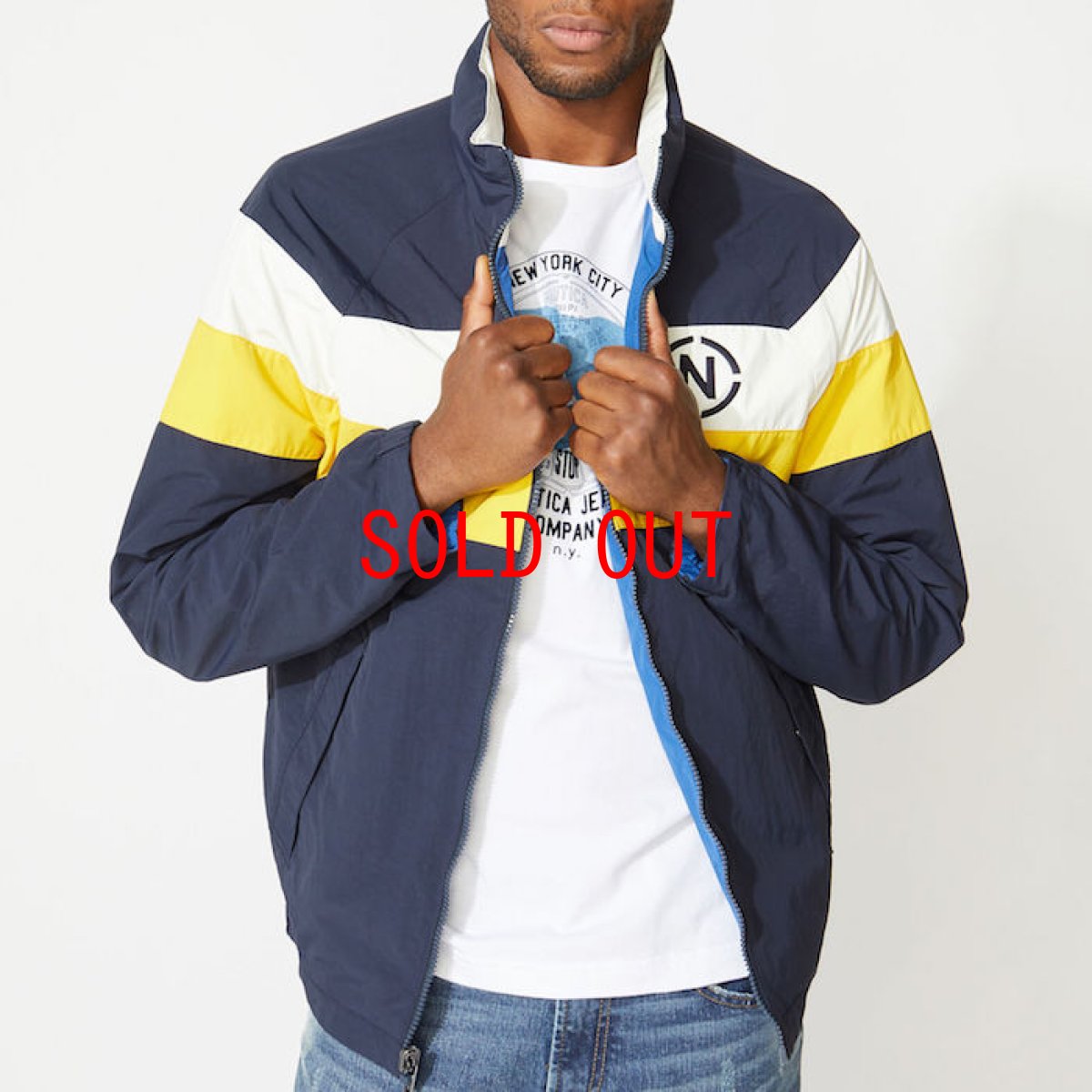 画像5: Reversible Nylon Jacket navy Yellow Blue フード ナイロン ジャケット リバーシブル Jeans ノーティカ ジーンズ  (5)