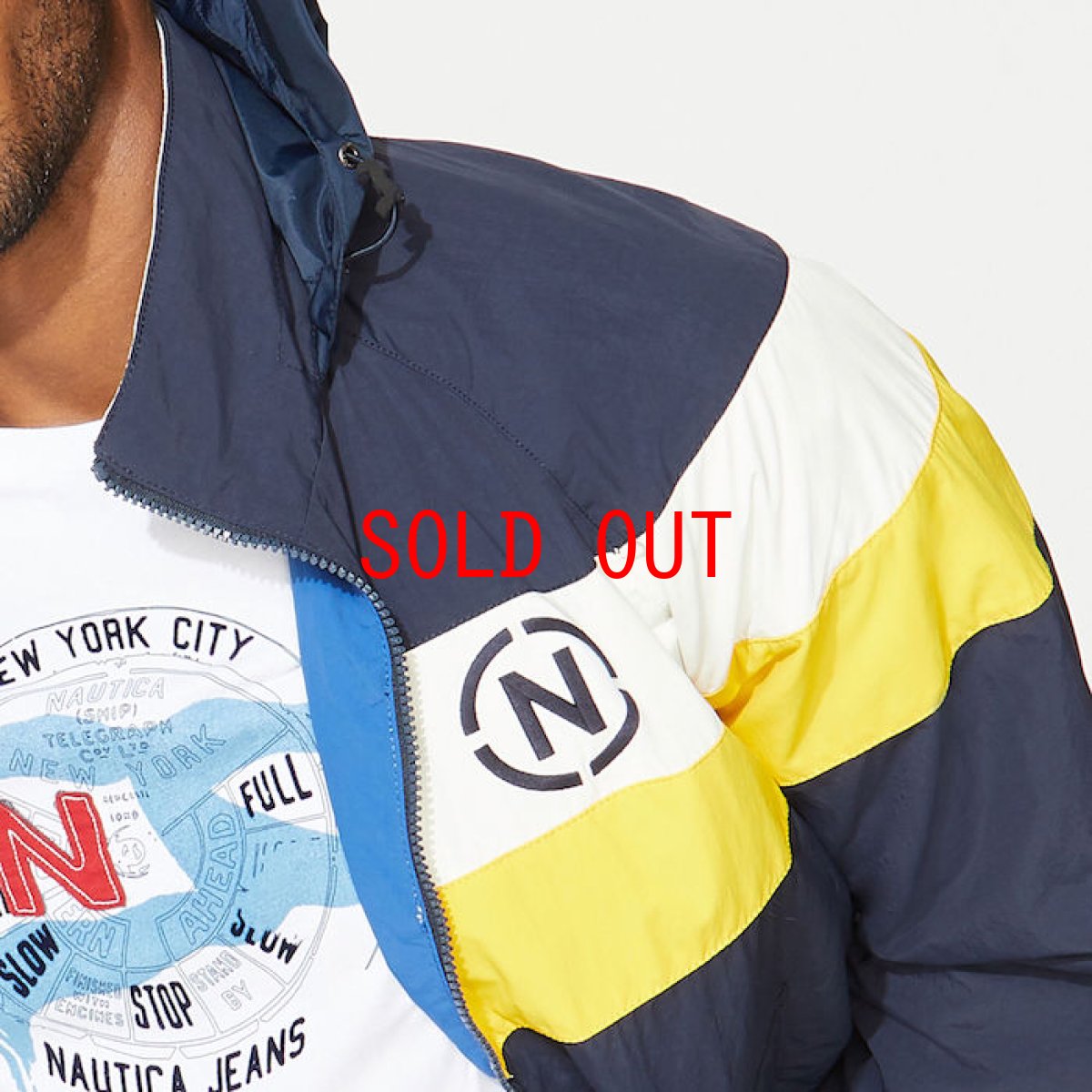 画像6: Reversible Nylon Jacket navy Yellow Blue フード ナイロン ジャケット リバーシブル Jeans ノーティカ ジーンズ  (6)