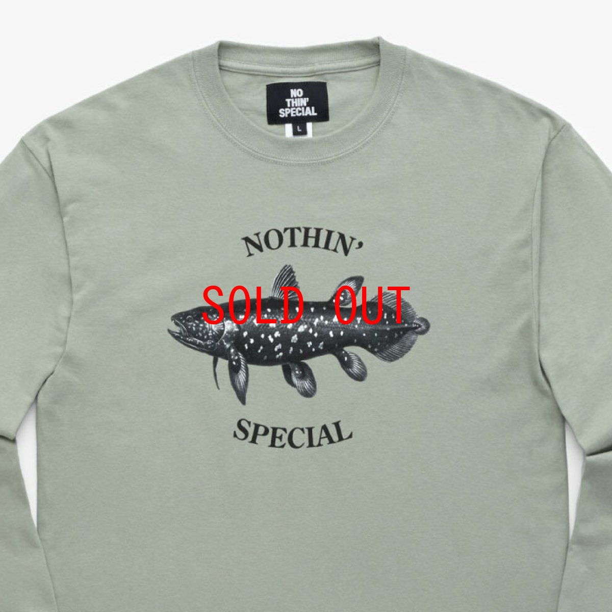 画像2: Coelacanth L/S Tee Washed Green シーラカンス 長袖 Tシャツ (2)