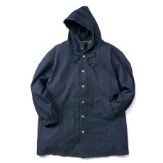 画像2: Hooded Daily Coat デニム フード コート Coach Jacket Long ロング コーチ ジャケット (2)