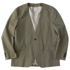 画像2: Classic Collarless Jacket Khaki カラーレス テーラード ジャケット (2)