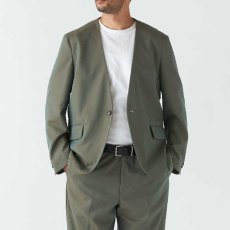 画像5: Classic Collarless Jacket Khaki カラーレス テーラード ジャケット (5)