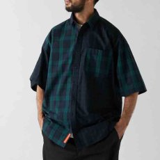 画像1: Billochek S/S Check Shirts Green Navy Black White オーバーサイズ チェック ブロード シャツ タータン チェック (1)