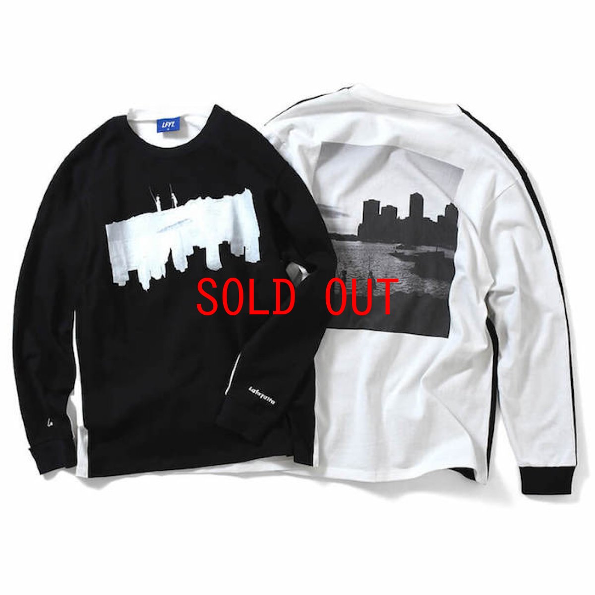 画像2: × dee Photo 2Tone L/S Tee ディー 長袖 フォト Tシャツ White Black ホワイト ブラック by Lafayette ラファイエット  (2)