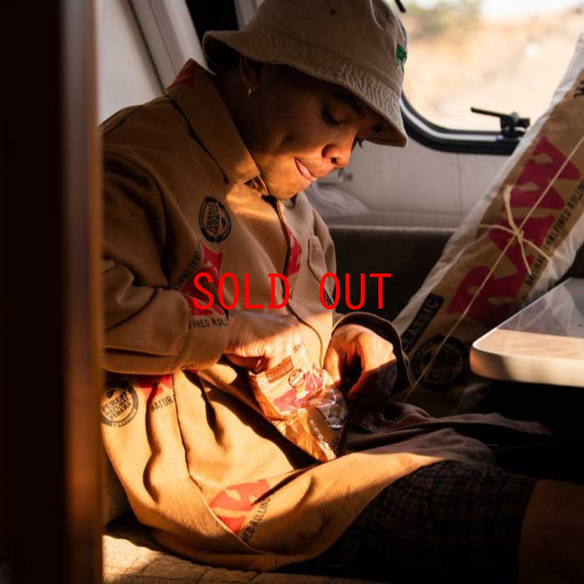 画像8: × Raw Logo Textile Work L/S Shirts Lt Brown ワーク シャツ 長袖 ローリング ペーパー RAWペーパー 総柄 コラボレーション  (8)