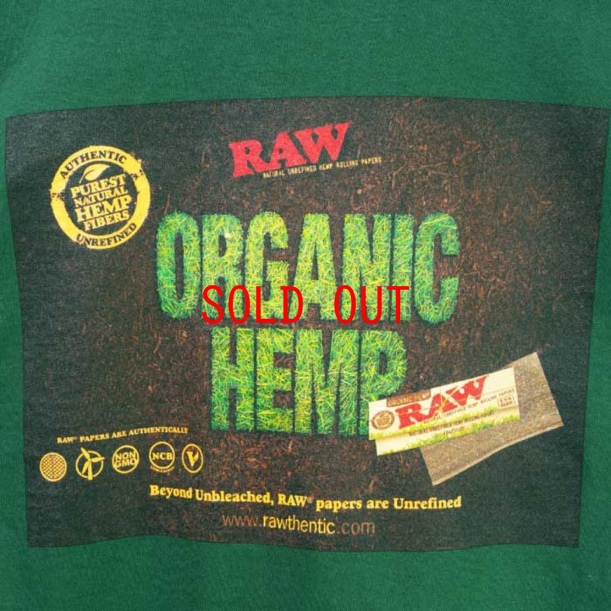 画像8: × Raw Organic L/S Tee 半袖 Tシャツ Green グリーン ローリング ペーパー RAWペーパー コラボレーション  (8)