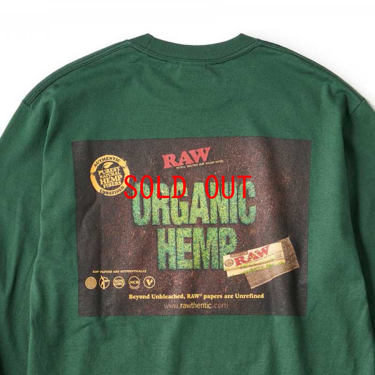 画像6: × Raw Organic L/S Tee 半袖 Tシャツ Green グリーン ローリング ペーパー RAWペーパー コラボレーション  (6)