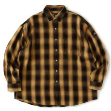 画像2: Riogrande L/S Check Shirt camel オンブレ チェック ネル BIG シルエット シャツ (2)