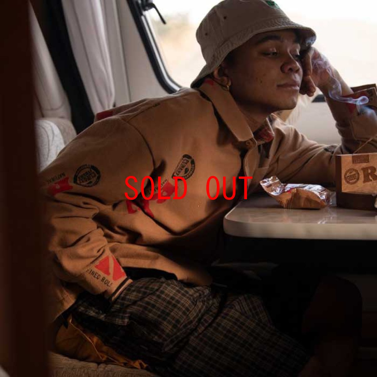 画像9: × Raw Logo Textile Work L/S Shirts Lt Brown ワーク シャツ 長袖 ローリング ペーパー RAWペーパー 総柄 コラボレーション  (9)