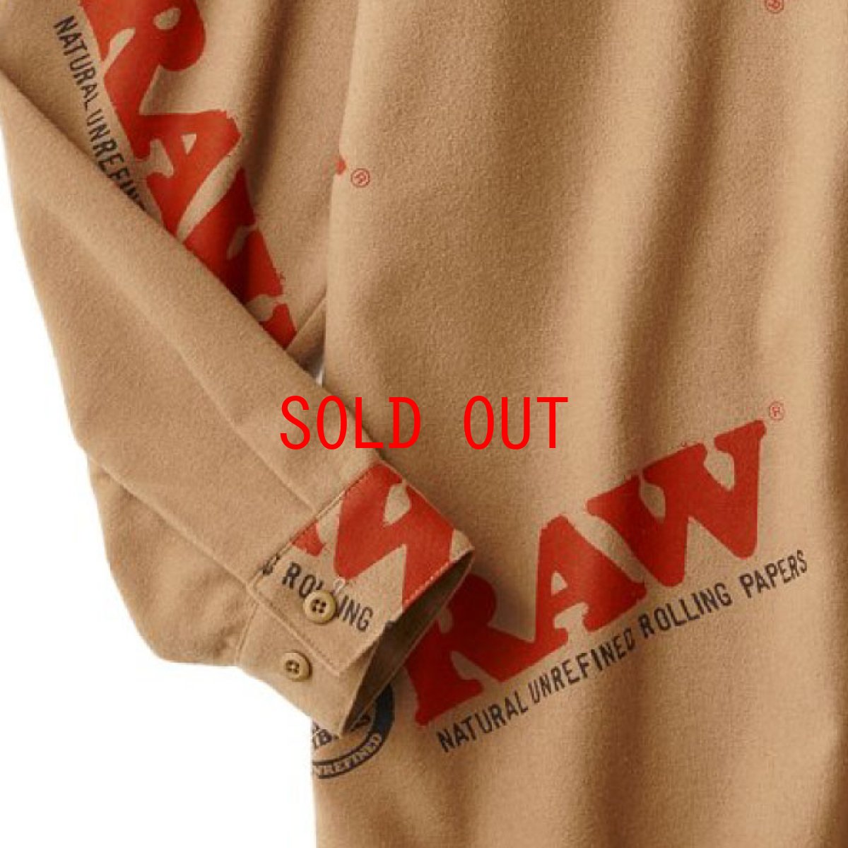画像4: × Raw Logo Textile Work L/S Shirts Lt Brown ワーク シャツ 長袖 ローリング ペーパー RAWペーパー 総柄 コラボレーション  (4)