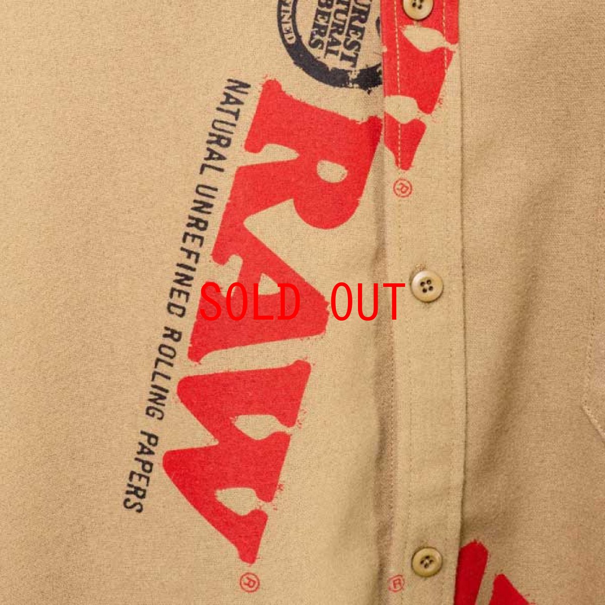 画像7: × Raw Logo Textile Work L/S Shirts Lt Brown ワーク シャツ 長袖 ローリング ペーパー RAWペーパー 総柄 コラボレーション  (7)