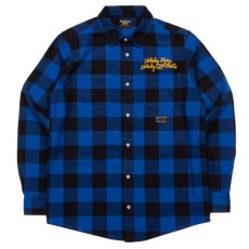 画像1: Checker Flannel L/S Button Down Shirt 長袖 チェッカー フランネル ボタン ダウン チェック シャツ Blue ブルー (1)