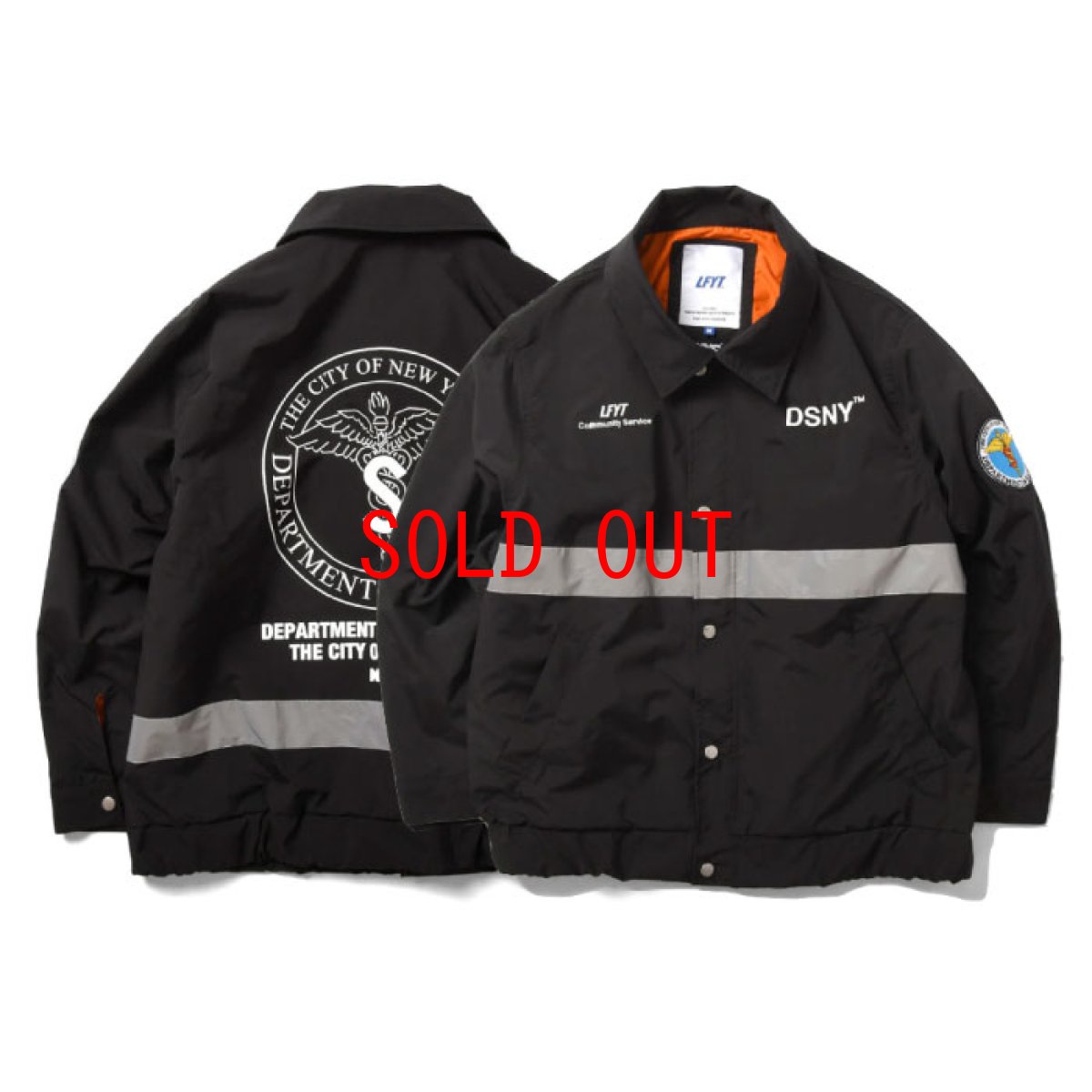 画像1: X DSNY Community Services Worker Jacket 刺繍 オフィシャル ロゴ ユニフォーム リフレクター ジャケット Black ブラック by Lafayette ラファイエット  (1)