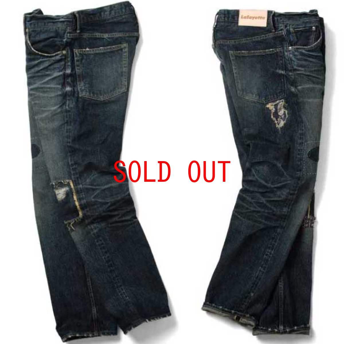 画像12: 5 Pocket Selvage Washed Denim Pants Standard Fit デニム パンツ セルビッジ ダメージ ビンテージ ウォッシュ Blue ブルー　by Lafayette ラファイエット  (12)