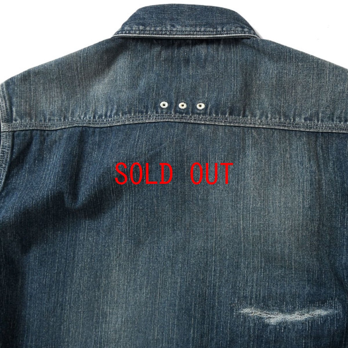 画像8: Washed Denim Shirt デニム シャツ 長袖 Vintage ビンテージ Damage ダメージ Paisley ペイズリー Indigo Blue ブルー by Lafayette ラファイエット  (8)