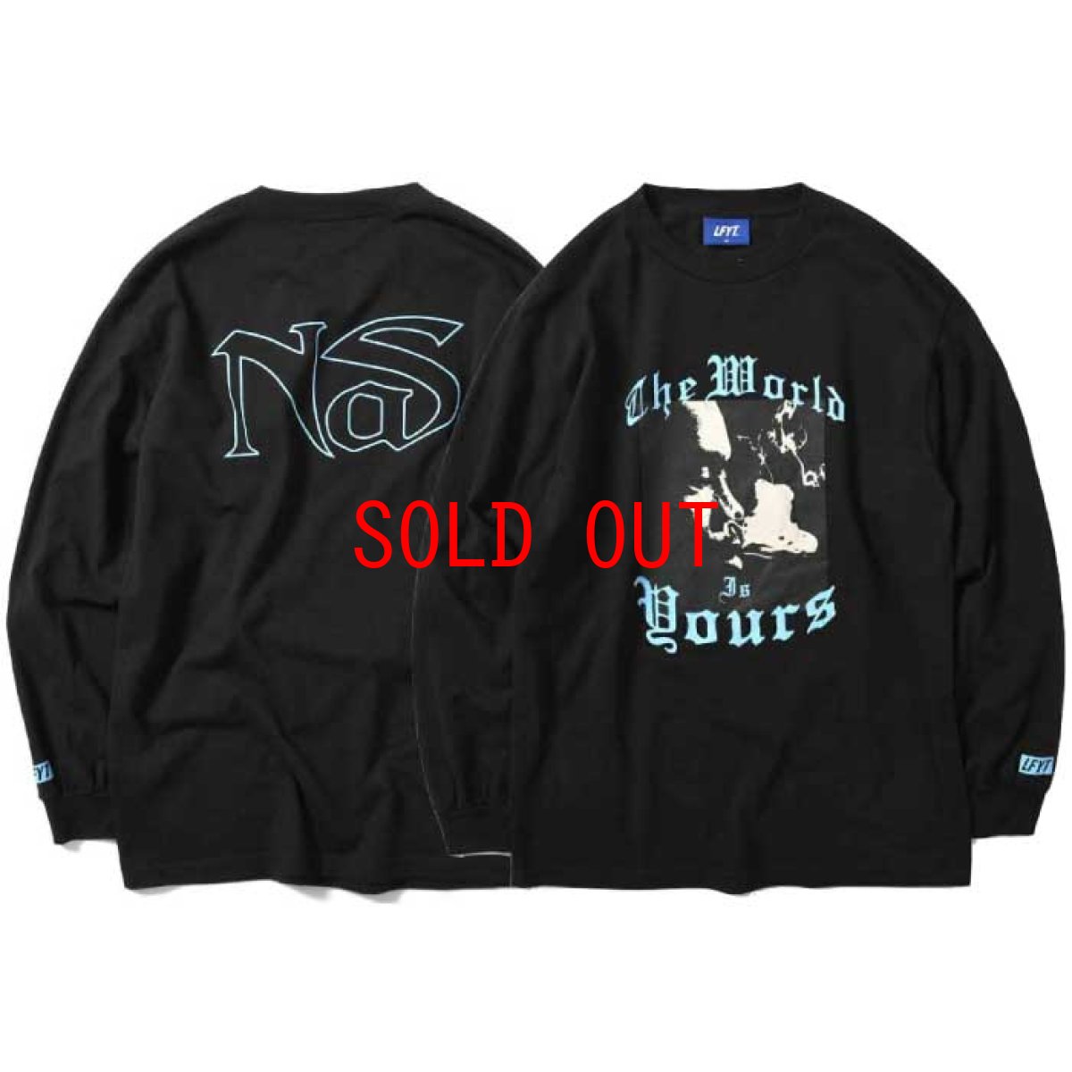 画像1: × NAS World Is Yours Tee ナズ 長袖 Tシャツ Black ブラック　by Lafayette ラファイエット  (1)