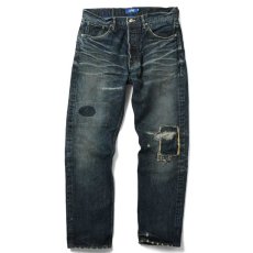 画像2: 5 Pocket Selvage Washed Denim Pants Standard Fit デニム パンツ セルビッジ ダメージ ビンテージ ウォッシュ Blue ブルー　by Lafayette ラファイエット  (2)