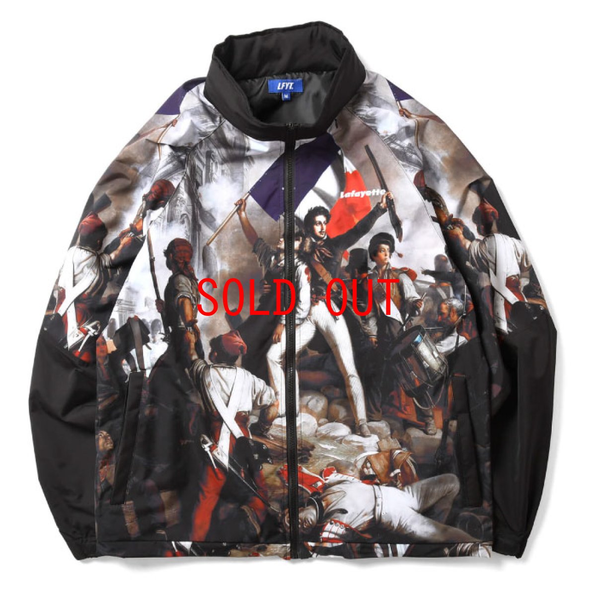 画像2: French Revolution Polyester Jacket ポリエステル トラック ジャケット 総柄 ロゴ 刺繍 by Lafayette ラファイエット  (2)