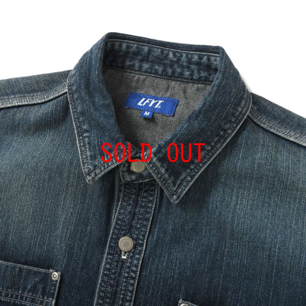 画像3: Washed Denim Shirt デニム シャツ 長袖 Vintage ビンテージ Damage ダメージ Paisley ペイズリー Indigo Blue ブルー by Lafayette ラファイエット  (3)