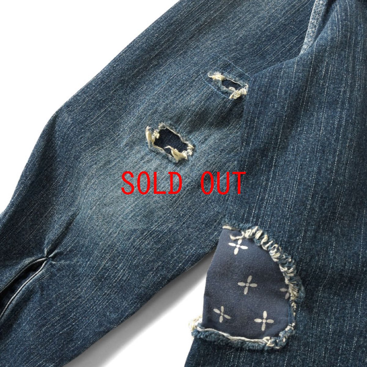 画像10: Washed Denim Shirt デニム シャツ 長袖 Vintage ビンテージ Damage ダメージ Paisley ペイズリー Indigo Blue ブルー by Lafayette ラファイエット  (10)