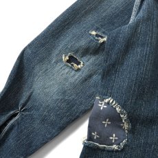 画像10: Washed Denim Shirt デニム シャツ 長袖 Vintage ビンテージ Damage ダメージ Paisley ペイズリー Indigo Blue ブルー　by Lafayette ラファイエット  (10)