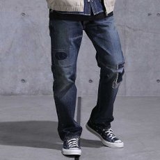 画像1: 5 Pocket Selvage Washed Denim Pants Standard Fit デニム パンツ セルビッジ ダメージ ビンテージ ウォッシュ Blue ブルー　by Lafayette ラファイエット  (1)