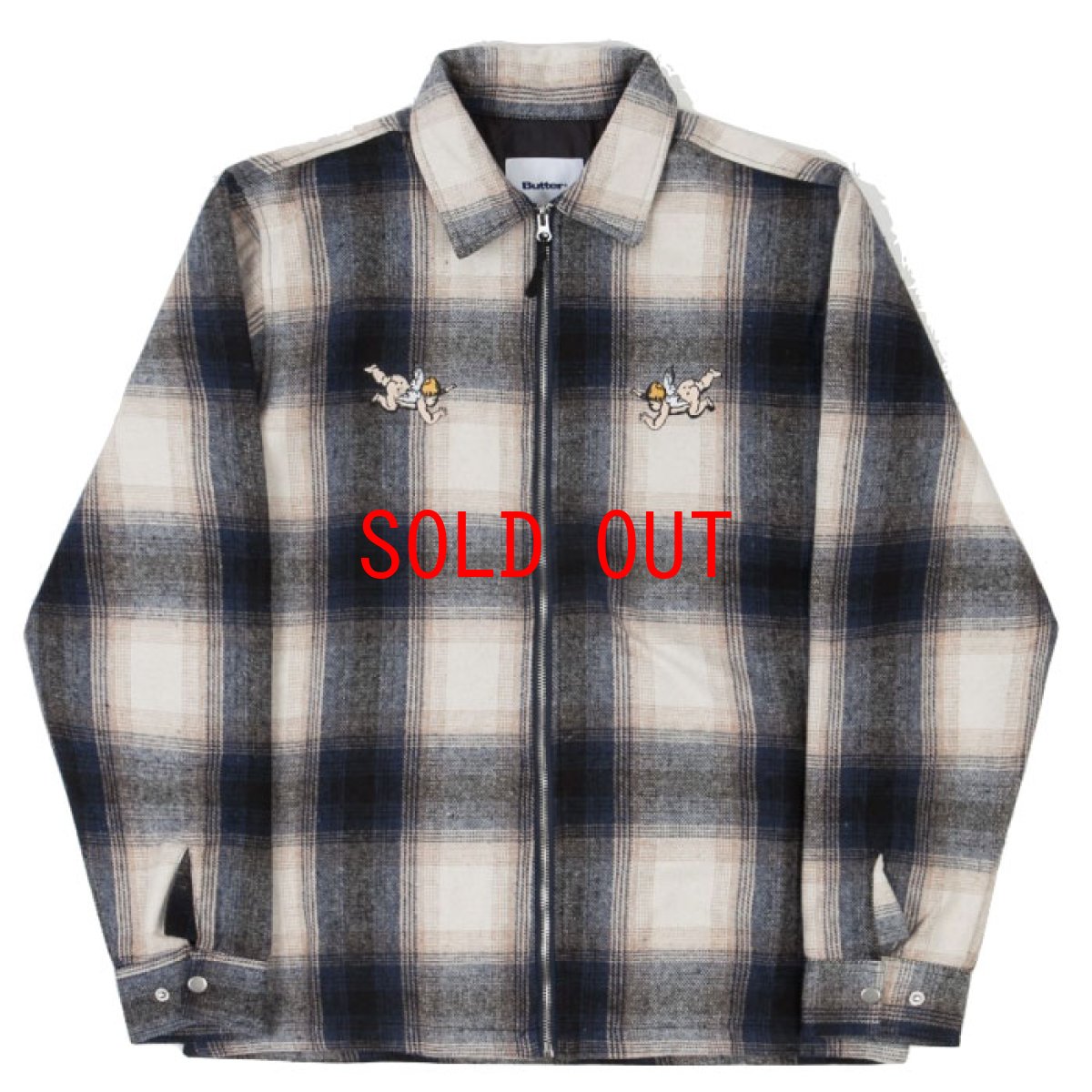 画像1: Angels Heavyweight Plaid Shirts Jacket エンジェル プレイド シャツ ジャケット ジップ Navy Beige ネイビー ベージュ (1)