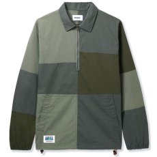 画像1: Patchwork Pullover Shirts Jacket パッチワーク プルオーバー シャツ ジャケット ハーフ ジップ Army Green グリーン (1)