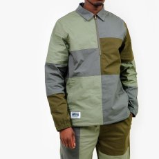 画像3: Patchwork Pullover Shirts Jacket パッチワーク プルオーバー シャツ ジャケット ハーフ ジップ Army Green グリーン (3)