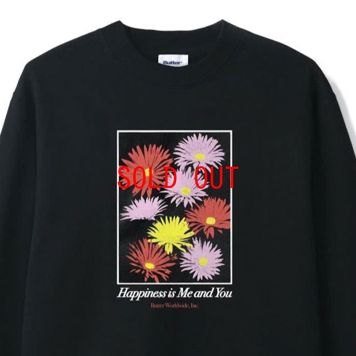 画像2: Happiness Crewneck Sweat ハピネス クルーネック スウェット シャツ 花 Flower フラワー Black ブラック (2)