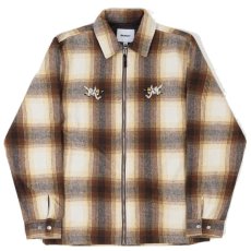 画像2: Angels Heavyweight Plaid Shirts Jacket エンジェル プレイド シャツ ジャケット ジップ Brown Taupe ブラウン (2)