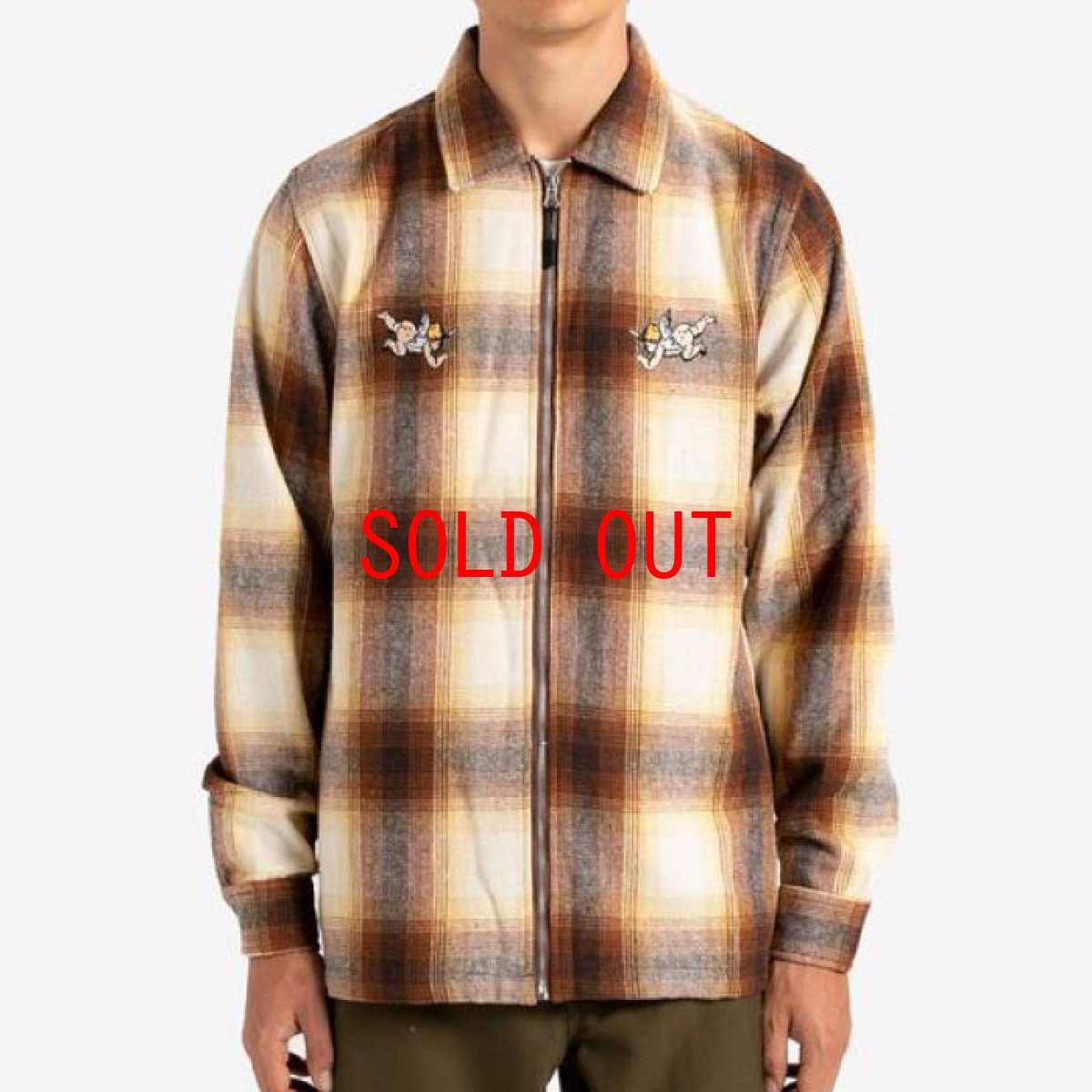 画像1: Angels Heavyweight Plaid Shirts Jacket エンジェル プレイド シャツ ジャケット ジップ Brown Taupe ブラウン (1)