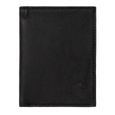 画像1: Leather Fold Wallet Black レザー フォールド ウォレット 札入れ カード ポケット 財布 ブラック 黒 牛革 (1)
