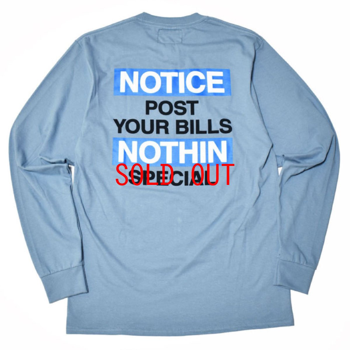 画像3: Notice L/S Tee ロゴ 長袖 Tシャツ Stone Washed Blue (3)
