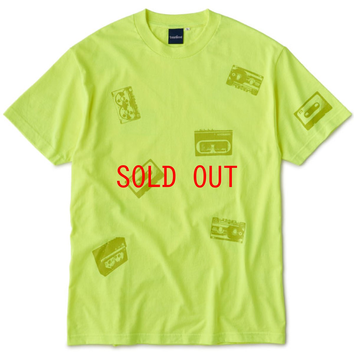 画像1: Oldies S/S Tee 半袖 総柄 オールディーズ Cassette Tape カセット テープ Tシャツ Neon Yellow (1)