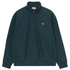 画像2: Half Zip American Script Sweat Shirt ハーフ ジップ アメリカン スクリプト ロゴ スウェット シャツ Deep Lagoon Green グリーン (2)