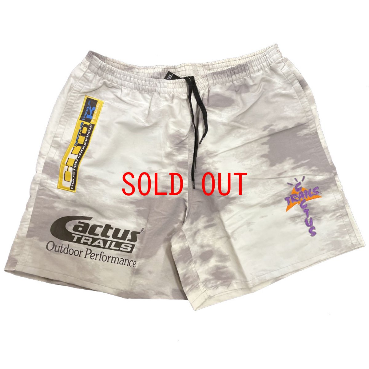 画像1: Travis Scott Trails Nylon Shorts トレイル ナイロン ケミカル ウォッシュ ショーツ トラヴィス スコット White Grey ホワイト グレー (1)