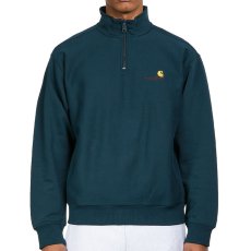 画像4: Half Zip American Script Sweat Shirt ハーフ ジップ アメリカン スクリプト ロゴ スウェット シャツ Deep Lagoon Green グリーン (4)