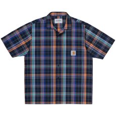 画像2: Vilay Check S/S Shirts オープン カラー チェック柄 半袖 シャツ コットン ポプリン チェスト ポケット Cロゴ スクエア ラベル Dark Navy ネイビー (2)