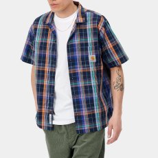 画像1: Vilay Check S/S Shirts オープン カラー チェック柄 半袖 シャツ コットン ポプリン チェスト ポケット Cロゴ スクエア ラベル Dark Navy ネイビー (1)