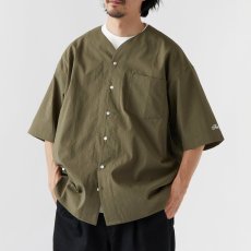 画像1: Curveball seersucker baseball shirt シアサッカー ベース ボールシャツ ストレッチ BIGシルエット ベース ボールシャツ カットソー Olive Green オリーブ グリーン (1)