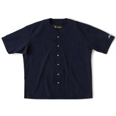 画像2: Curveball seersucker baseball shirt シアサッカー ベース ボールシャツ ストレッチ BIGシルエット ベース ボールシャツ カットソー Navy ネイビー (2)