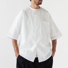 画像1: Curveball seersucker baseball shirt シアサッカー ベース ボールシャツ ストレッチ BIGシルエット ベース ボールシャツ カットソー White ホワイト (1)