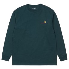 画像1: American Script L/S Tee 長袖 ロゴ Tシャツ Deep Lagoon Green グリーン (1)