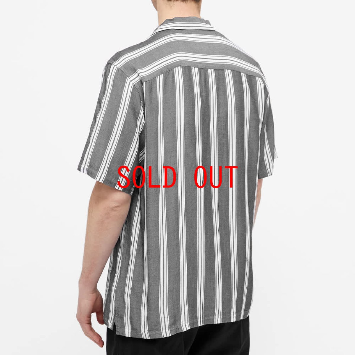 画像7: Foley S/S Shirt オープンカラー ストライプ 半袖 シャツ Black Wax rinsed White (7)